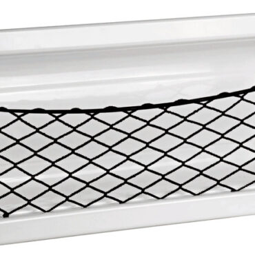 Tasche laterali portaoggetti con retina elastica e copriviti autoadesivi.