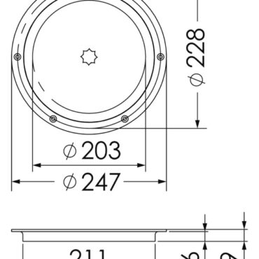 In acciaio inox AISI 316. Apertura a ¼ di giro tramite maniglia winch, non compresa. Il tappo rimane attaccato alla maniglia per facilitare il sollevamento.