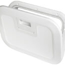 Apertura e chiusura con maniglia a filo e chiusura a scatto.Tenuta del coperchio con guarnizione in neoprene.Apertura a 175°.