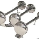 Corpo e corni in acciaio inox. Suono singolo o bitonale.