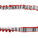 Moschettone in alluminio/inox antiappiglio e con apertura rapida.L’attacco con la doppia bocca di lupo al contrario delle normali bocche di lupo che possono diventare laschi ed ingombranti rimane compatto senza la possibilità di scorrere su stesso.