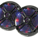 Casse a due vie complete di LED RGB multicolor programmabili tramite telecomando incluso. Le casse a due vie garantiscono una migliore resa dei bassi. Carcassa in ABS e cono in polipropilene.