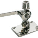 Realizzata in acciaio inox. Bloccaggio rapido con eccentrico, filetto di testa universale; base mm 65x92. Adatta per antenna VHF/GPS.