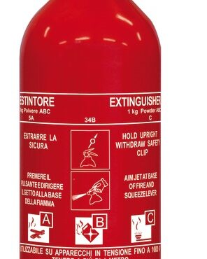 Caricato a polvere, modello senza manometro. Bombola mono pezzo in alluminio inossidabile, completo di supporto.