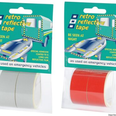 Ideale per segnalare qualsiasi ostacolo o sporgenza. Si può applicare su rimorchi scafo, sul tender, sui giubbetti salvagente, su boe, su aste Ior e su ogni altro oggetto. Colori: rosso o bianco. Obbligatorio su tutte le boe poste nelle acque con ordinanza n. 8862/83 in colore bianco.