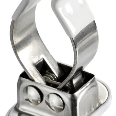 Per bloccaggio ganci accosto, canne da pesca, ecc. Ø adattabile tramite regolazione a molla.