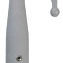 Gancio in nylon grigio, manico in alluminio anodizzato e doppia manopola di impugnatura.