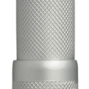 Completamente in alluminio anodizzato naturale (compreso raffio). Ha un bloccaggio rapido in qualsiasi punto tramite rotazione, é un modello estremamente robusto.