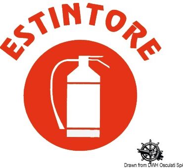 In PVC rosso su fondo bianco. Obbligatori sulle imbarcazioni marchiate CE. Solo in lingua italiana.