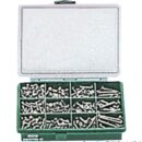 Misure: A2 AISI 304 175x145x32 mm.Totale pezzi: 390.Contenuto: 46 viti testa esagonale (DIN 933); 64 viti testa svasata piana (DIN 963); 90 dadi esagonali (DIN 934); 40 dadi esagonali autobloccanti (DIN 982); 90 rondelle piane (DIN 125); 60 rondelle piane larghe tre volte il foro.
