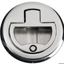 Chiusura a scatto con maniglia rientrante a molla. Tutto acciaio inox AISI 316 lucidato a specchio.