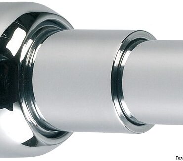 In ottone con piastrina di riscontro. Regolabile da 50 a 82 mm.