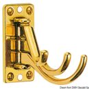 3-hook coat hanger polished brass 73x36 mm