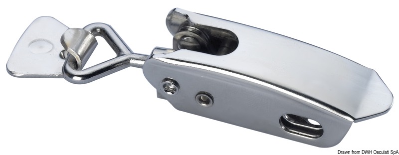 Fabbricate in acciaio inox lucidato è completa di porta-lucchetto e presenta la particolarità di una molla di compensazione interna che elimina qualsiasi possibile vibrazione.