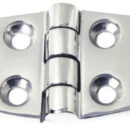 Cerniere in acciaio inox AISI 316 fuse e lucidate a specchio. Robuste, con finitura curata.