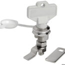 In ottone cromato, completa di cappuccio stagno di protezione. Rotazione a 90° con molla interna anti-vibrante. Completa di chiave. Doppia levetta in dotazione.