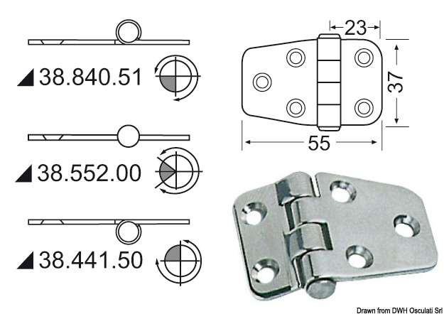 In acciaio inox, lucidate a specchio, con smorzamento delle vibrazioni tramite asse centrale frenato.