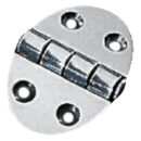 Cerniere in acciaio inox lucidato a specchio Serie OVAL TYPE. Asse di centrale semi-incassato, apertura 270°.