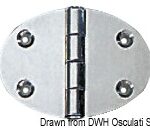 Cerniere in acciaio inox lucidato a specchio Serie OVAL TYPE. Asse di centrale semi-incassato, apertura 270°.