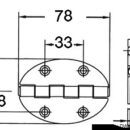 Cerniere in acciaio inox lucidato a specchio Serie OVAL TYPE. Asse di centrale semi-incassato, apertura 270°.