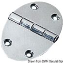 Cerniere in acciaio inox lucidato a specchio Serie OVAL TYPE. Asse di centrale semi-incassato, apertura 270°.