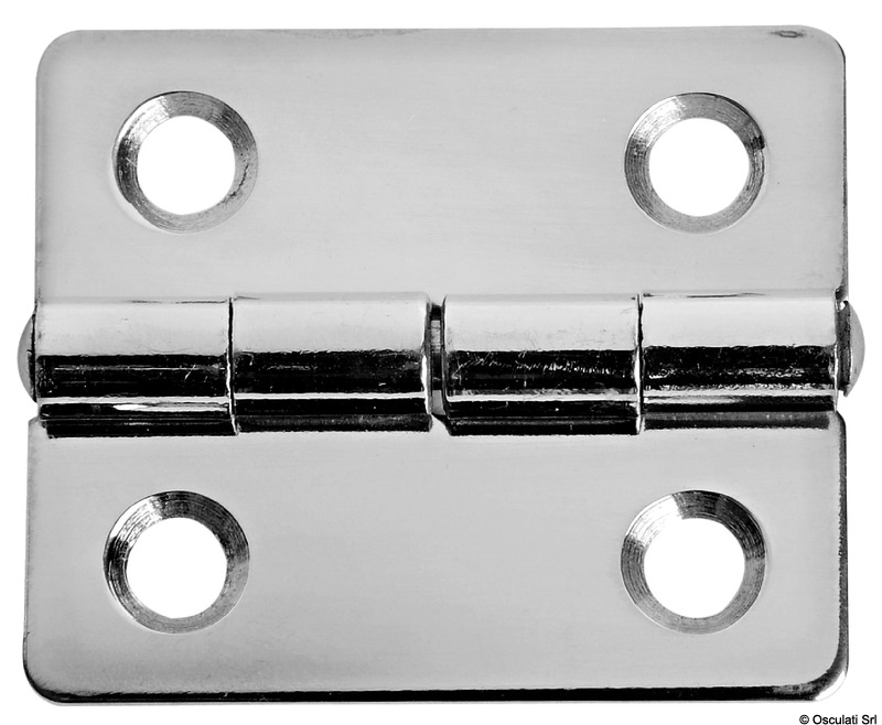 Cerniere rettangolari in acciaio inox lucidate a specchio.