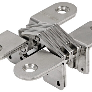 Cerniere per porte ad incasso apertura 180°. Finitura satinata.