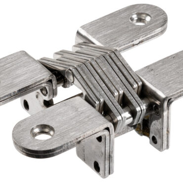 Cerniere per porte ad incasso apertura 180°. Finitura satinata.