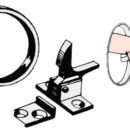 Chiusura a molla in nylon nero con guarnizione del foro in finto legno.