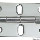 Cerniera in acciaio inox lucidato, mezzo incasso. Provvista di fori centrali ovalizzati per consentire una perfetta centratura. Progettata per incernieratura dei gavoni. Con smorzamento delle vibrazioni tramite asse centrale frenato.