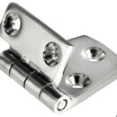 Cerniere in acciaio inox AISI 316 fuse e lucidate a specchio. Robuste, con finitura curata.