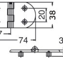 In acciaio inox AISI 316 lucidato a specchio. Fissaggio dal lato inferiore tramite 4 boccole filettate.Asse centrale frenato con movimento SOFT, ed intestato alle estremità.