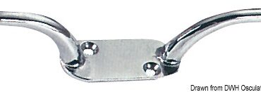 In ottone cromato, leggera e resistente.