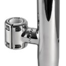 Costruzione di alta qualità con tubo rastremato e salvacanna interno in santoprene. Morsetto girevole a 360° in senso orizzontale e verticale. In acciaio inox AISI 316 lucidato a specchio.