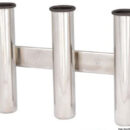 Da fissare a parete. Spina di ritenuta per la canna. Angoli arrotondati sopra e sotto. Lucidati a specchio.