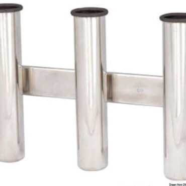 Da fissare a parete. Spina di ritenuta per la canna. Angoli arrotondati sopra e sotto. Lucidati a specchio.