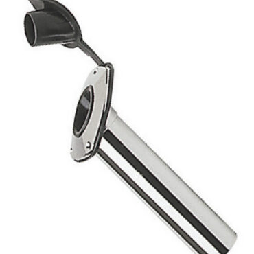 In ottone cromato con boccola di protezione in gomma, misura universale. Munito di spina ferma canna.