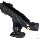 Rotazione orizzontale 360° e verticale 90° con sistema di innesto nella base a scatto.Blocco della canna con ghiera rotante.