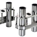Completamente in acciaio inox lucidato a specchio con boccole in plastica proteggi-canne.