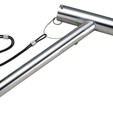 Acciaio inox lucidato. Sistema di blocco in varie posizioni sui 360°.Si inseriscono nei portacanna standard inclinati.