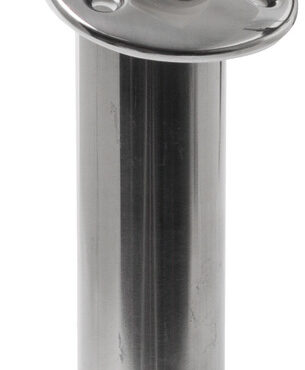 In acciaio inox lucidato a specchio, munito di boccola di protezione in PVC per la canna.