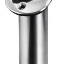 In acciaio inox lucidato a specchio, munito di boccola di protezione in PVC per la canna.