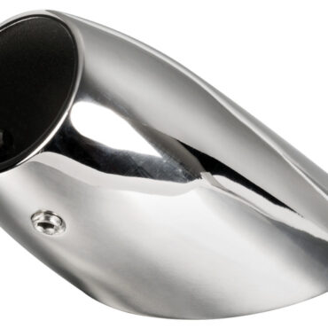 In acciaio inox AISI 316 lucidato a specchio, fissaggio con un prigioniero 8 mm.