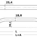 In acciaio inox lucidato a specchio, sezione19x25 mm, fissaggio esterno con viti.