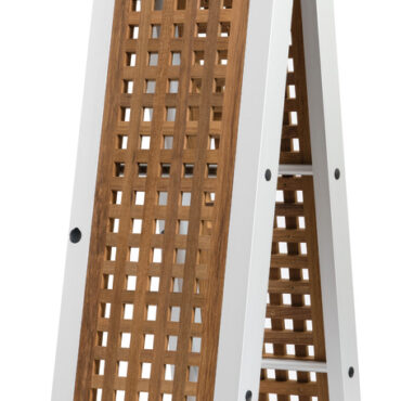 In alluminio anodizzato con piano in carabottino di teak originale del Siam, di elevata qualità. Sono complete di candelieri e corrimano in cima. Bicchiere Ø 25 mm.