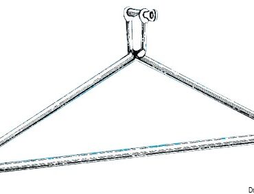 In acciaio inox lucidato per sostegno passerella. Provvisto di 3 grilli ai 3 angoli per collegarlo allo strallo di poppa o ad una drizza ed ai 2 cavi di sostegno della passerella.
