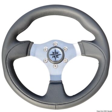 Razze in acciaio inox lucidato a specchio. Corona in morbido poliuretano. Mozzo con cono universale.