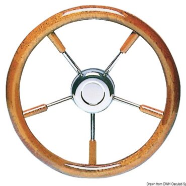 In acciaio inox lucidato a specchio. Inclinazione razze 16°.