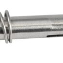 In acciaio inox, per cavallotto reggicapottine con linguetta pieghevole a molla.