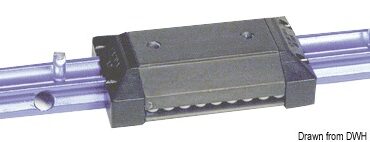 Realizzati in alluminio anodizzato duro a spessore con sfere in PTFE, garantiscono un’ottima scorrevolezza anche sotto carichi elevati. Provvisti di 2 fori filettati 5 MA. Per rotaia 62.940.08.